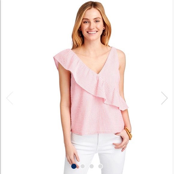 Vineyard Vines Ruffle Seersucker Top - Picture 1 of 6